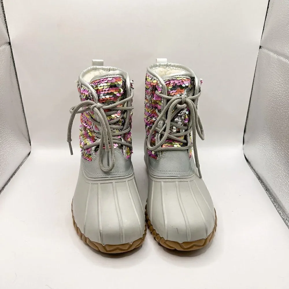 Olivia Miller Girls Flip Sequin Duck Boots, Size 2
